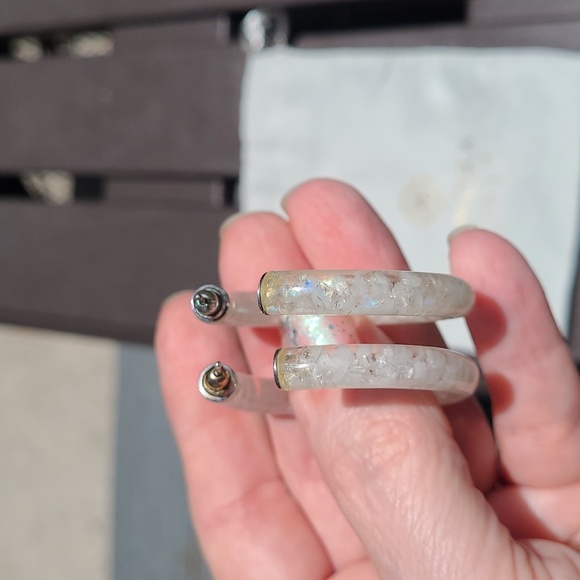 Kendra Scott Sonnie hoops sparkle moon st silver over rhodium with dust bag EUC - Picture 4 of 11